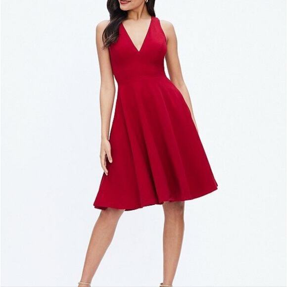 Dress the Population Catalina Red Fit & Flare Midi Dress - Picture 1 of 4